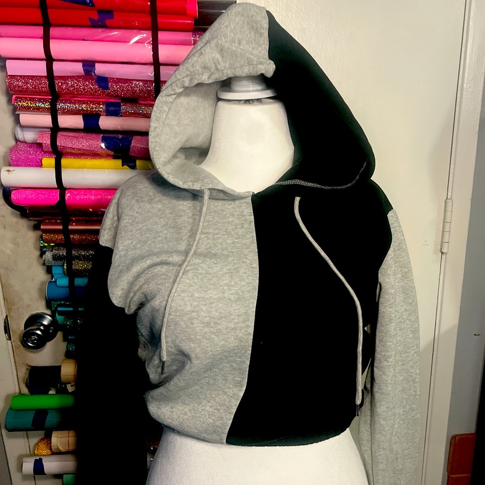 Black and Gray cropped Hoodie